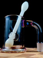 6 Oz Gold Bangin mug with Opal and glow q-tip